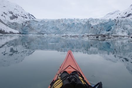 Kayaking up to Lamplugh glacier